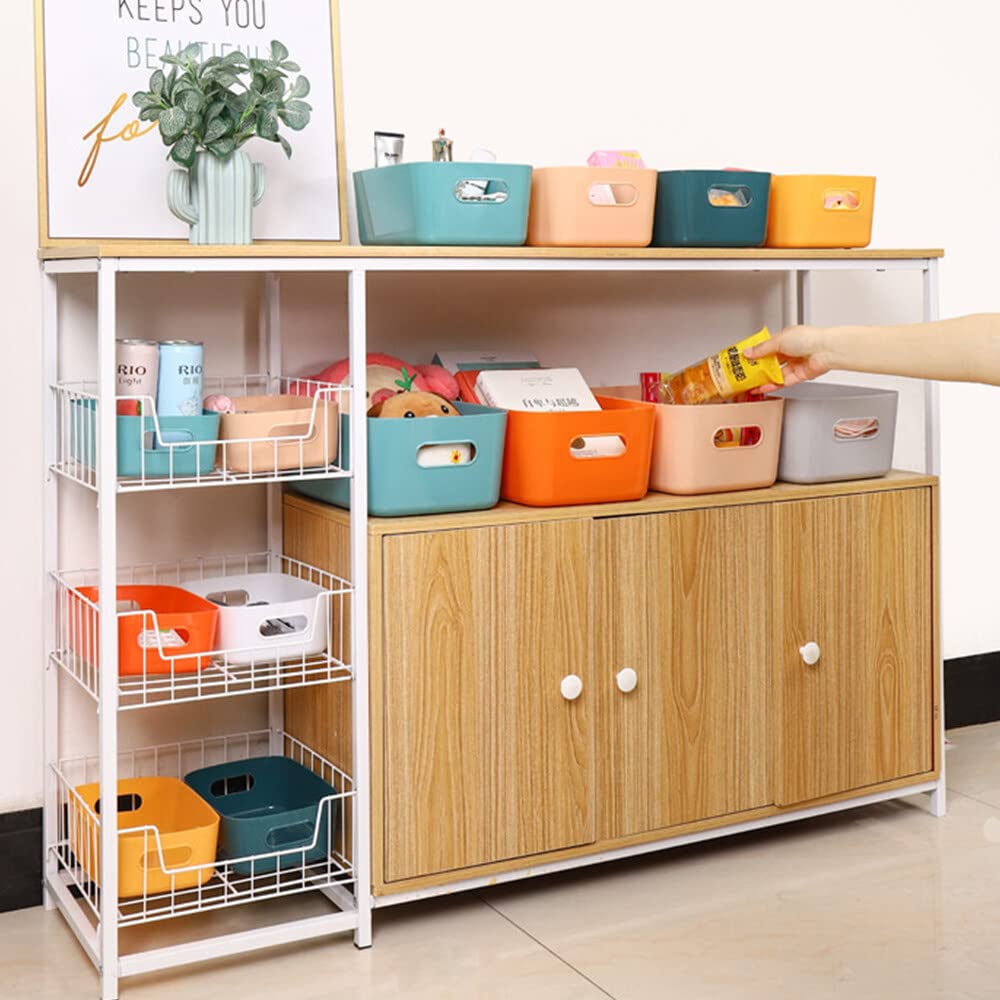 Bgfuni Set of 4 Storage Boxes, Organiser Box with Handles (Original Design), Small Plastic Box, White for Household