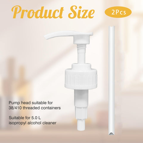 2 Pcs 5L Bottle Pump Dispenser for Isopropyl Alcohol Pump for 5ltr Container Cleaning With Tube 4ml Dose Ideal for Shampoo, Alcohol, Oils, Perfumes