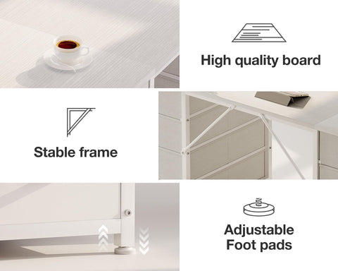 Coleshome Computer Desk with 8 Fabric Drawers, Office Desk with Storage