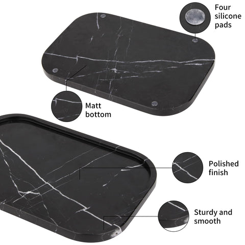 Marble Bathroom Vanity Tray, Black Marquina, 30 x 20 x 1.8cm