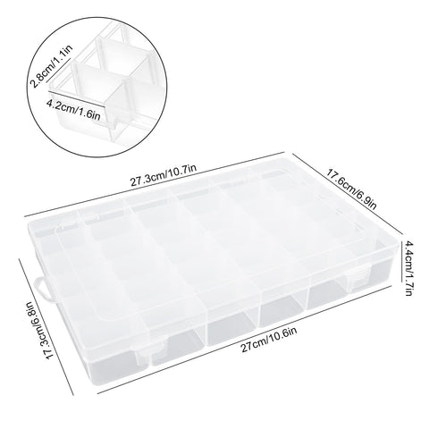 Woobroo 3 Pack 36 Compartment Storage Boxes with Adjustable Dividers – Transparent Stackable Plastic Organiser Box for Beads, DIY Crafts, Jewellery
