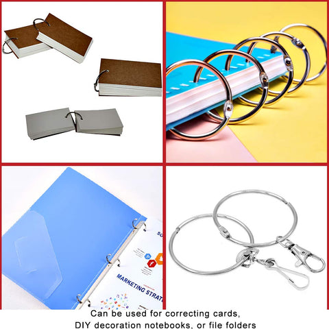 Coideal Large Shower Curtain Rings Open, 20 Pcs Metal Curtain Hooks 50mm Big Circular Loops Key Ring Brushed Nickel (Silver)