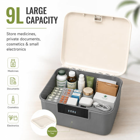 Lockable Storage Box with Combination Code Medicine Box Medicine Organiser