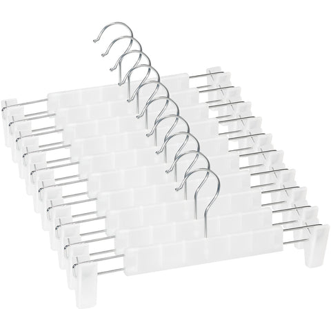 Lamitocs Pack of 10 Clothes Hangers with Strong Non-Slip Adjustable Clips Hooks, Space-Saving Trouser Hangers for Hanging Trousers, Socks, Skirts