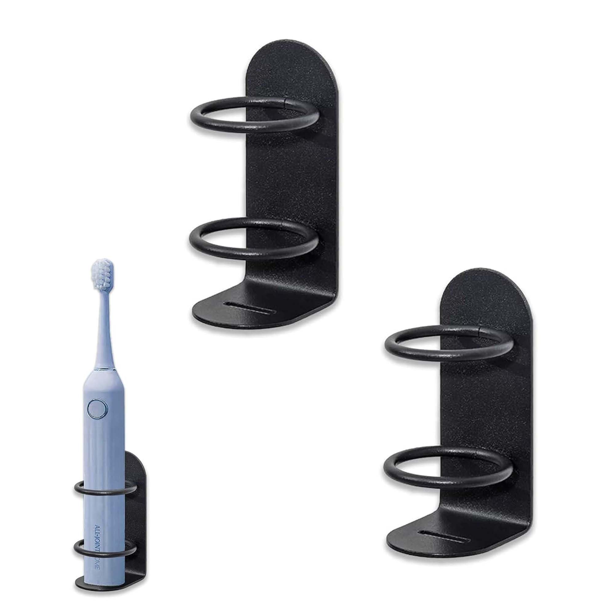 2 Packs Electric Toothbrush Holder, Wall Mounted, Self-Adhesive, Stick On The Wall For Bathroom, Non-Drilling (Black)