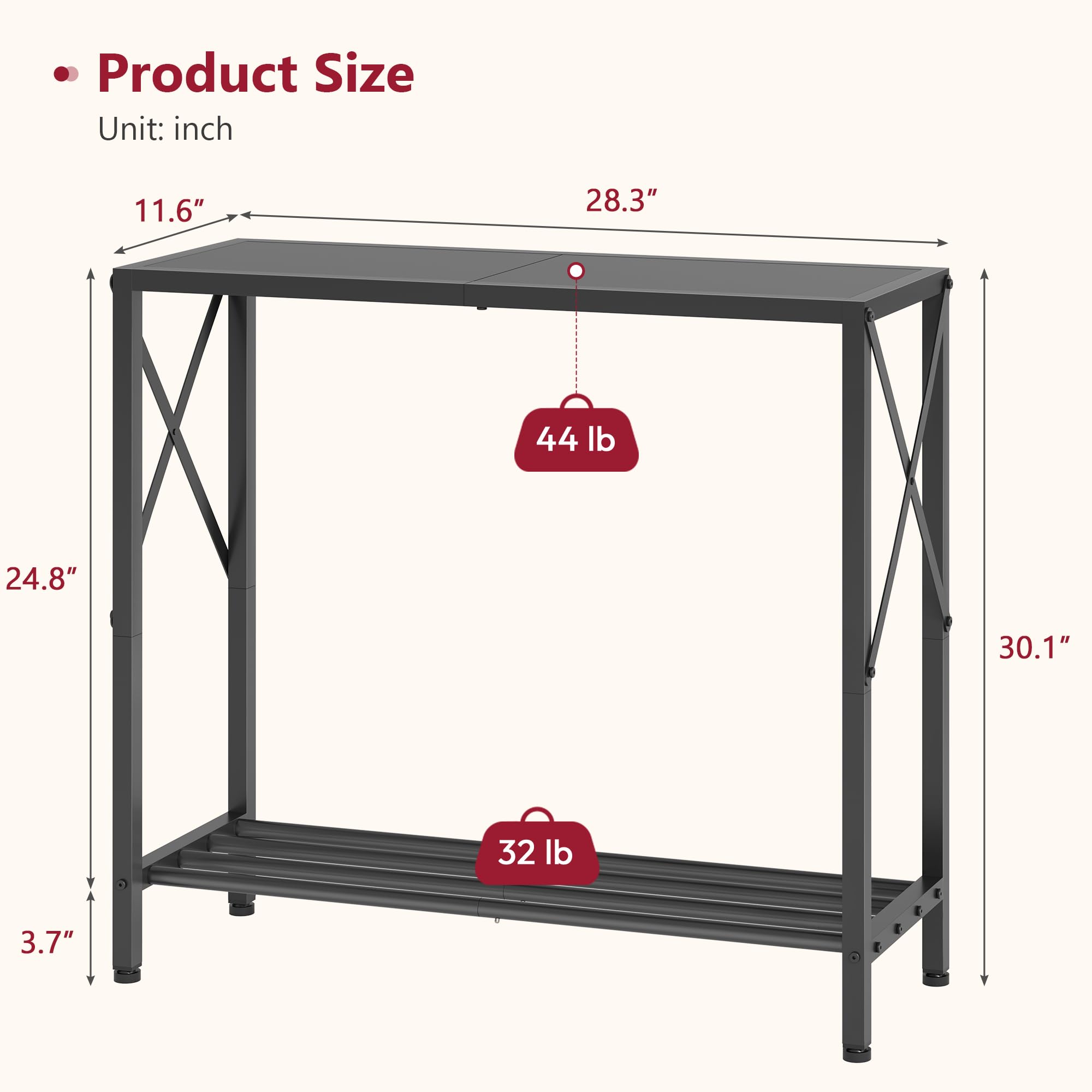 Tajsoon Small Entryway Table, 2-Tier Narrow Consle Table for Entryway, Small Hallway Table with Storage Shelves, Thin Sofa Table for Hallway