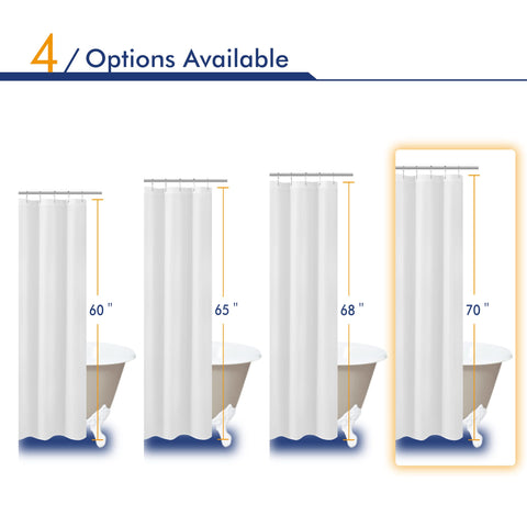 N&Y HOME Fabric Shower Curtain Liner 69 x 70 inches, Hotel Quality, Washable, Water Resistant White Spa Bathroom Curtains with Grommets, 69x70