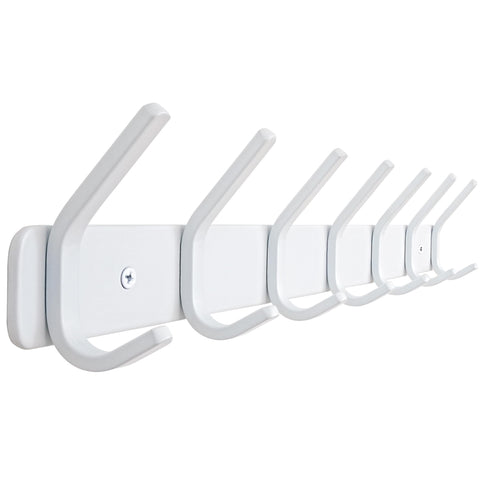 HONSKY Wall Mounted Coat Rack Heavy Duty, 7-Double Hook Metal Towel Rack, Coat Hanger for Entryway, Bathroom, Bedroom, White