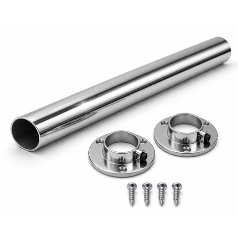 Round Wardrobe Rail 25mm Polished Chrome Hanging Tube for Wardrobes & Cupboards (1200mm (1.2m) ~47.2″)