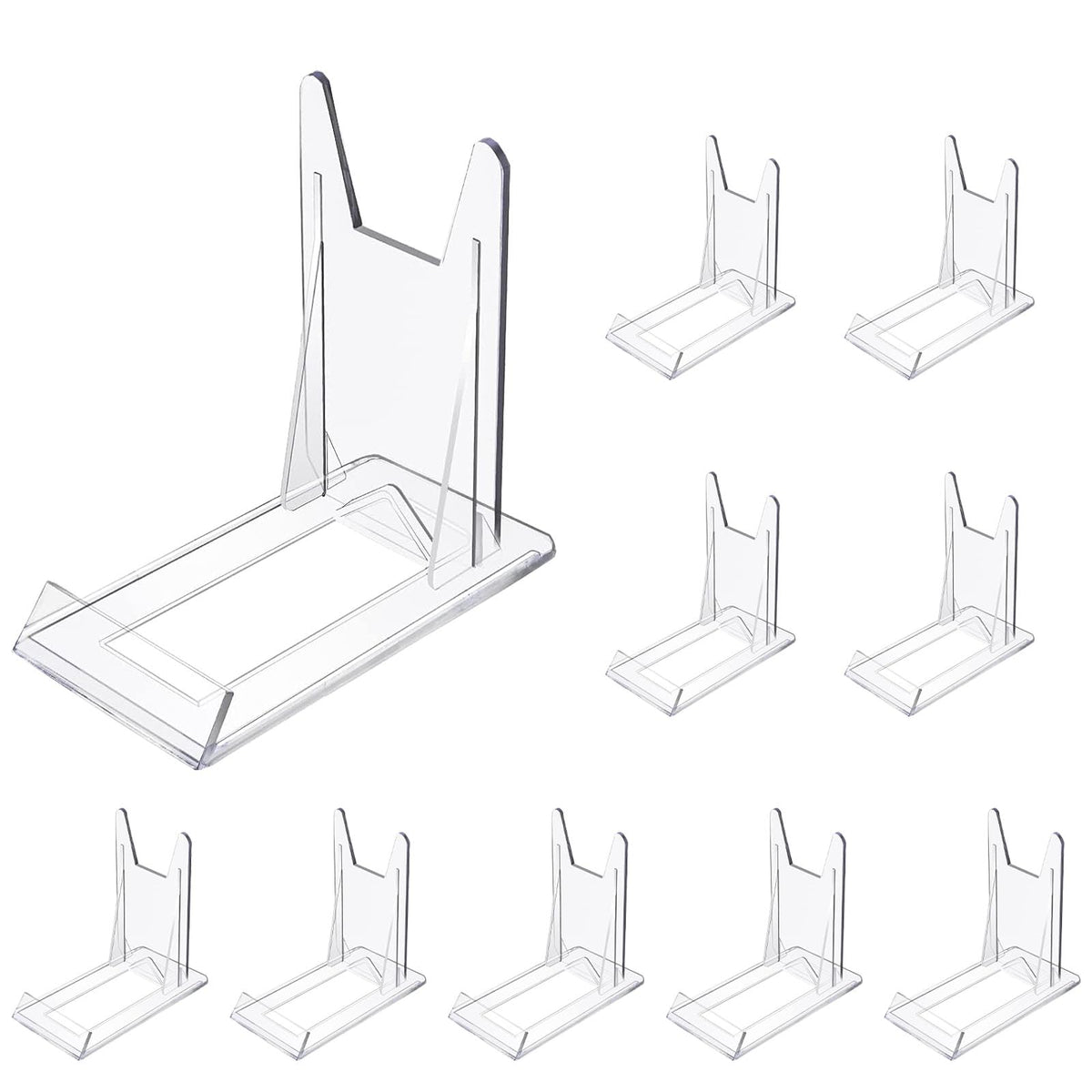 Quixotical 10 PCS Clear Plastic Display Stand, Adjustable Acrylic Plate Holder for Displaying Plates, Photos, Cookbooks, Mobile Phones, and More