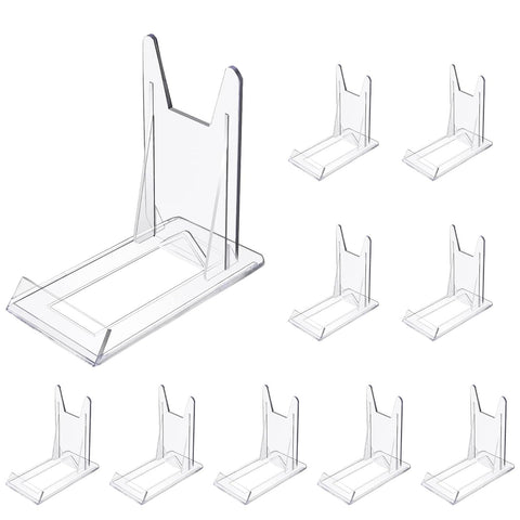 Quixotical 10 PCS Clear Plastic Display Stand, Adjustable Acrylic Plate Holder for Displaying Plates, Photos, Cookbooks, Mobile Phones, and More