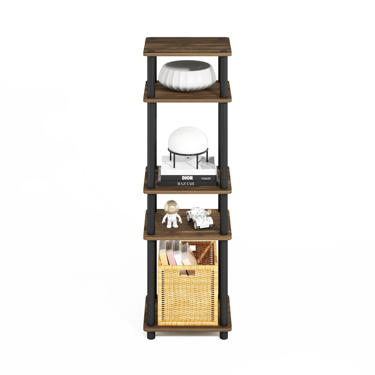 Furinno TURN-N-TUBE Storage Shelves, Stackable Standing Shelf, Open Corner Shelf, for Organization and Storage, Living Room, Garage, Home Office
