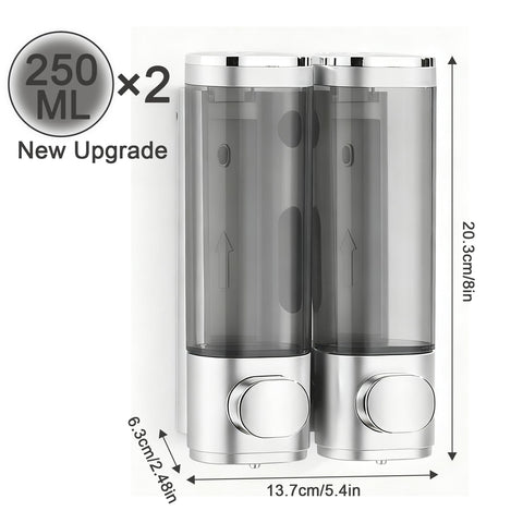 Double 250ML Soap Dispenser - Easy to Refill,Bathroom Wall Mounted Shower Gel Dispenser,Soap Dispenser Bathroom for Home Hotel Restaurant,Dispenser
