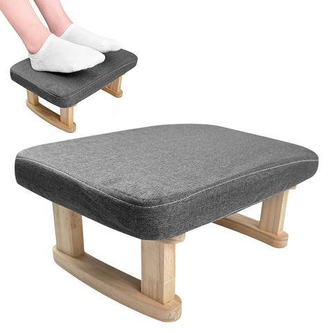 Xygobla Small Solid Wood Footstool with Padded Seat