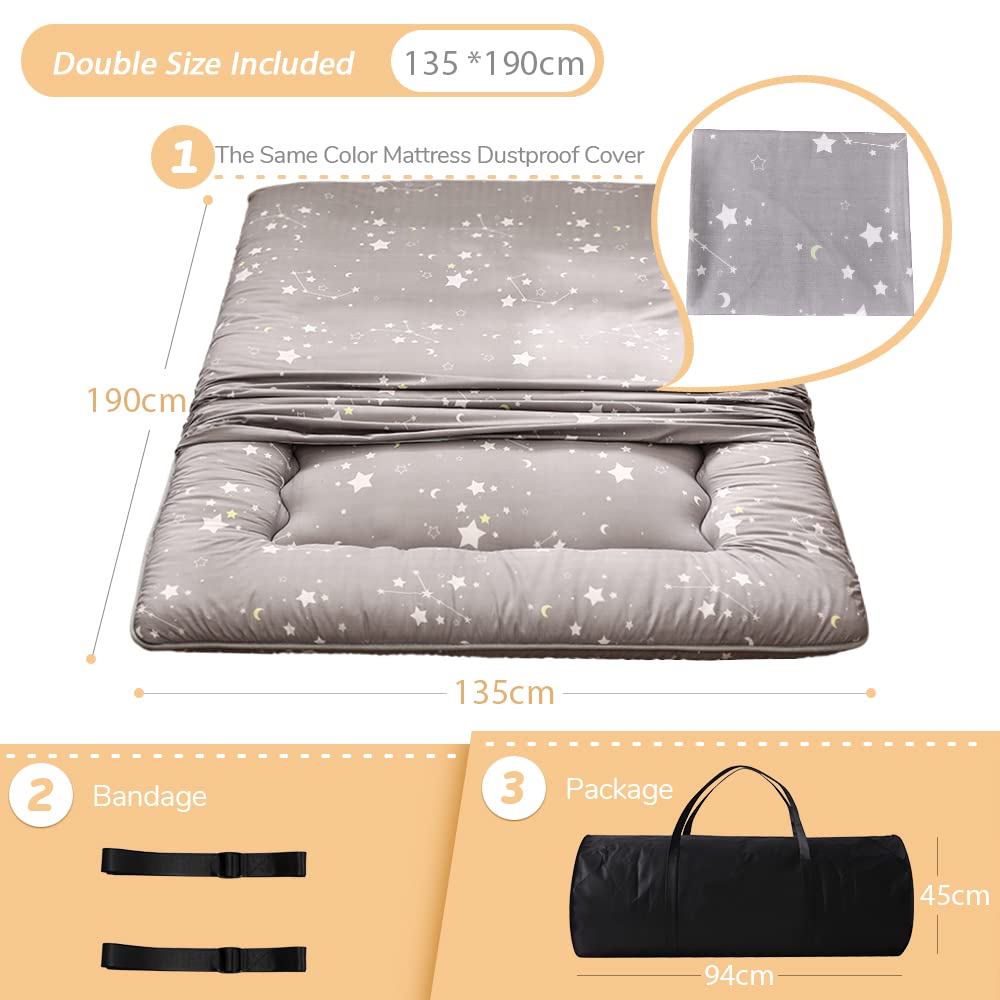 MAXYOYO Japanese Floor Mattress Futon Mattress, Thicken Tatami Mat Sleeping Pad Foldable Roll Up Mattress Dormitory Mattress Pad Floor Lounger Pillow