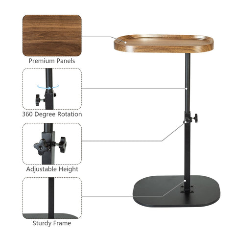 SHEBUYLLI Small Side Table, C Shaped Bed Side Table for Living Room Bedroom