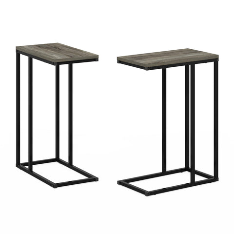 Furinno CAMNUS Side Table Set of 2, C-shape Sofa End Table for Couch, Metal Frame Night Stand, Bedside Table, for Living Room, Bedroom