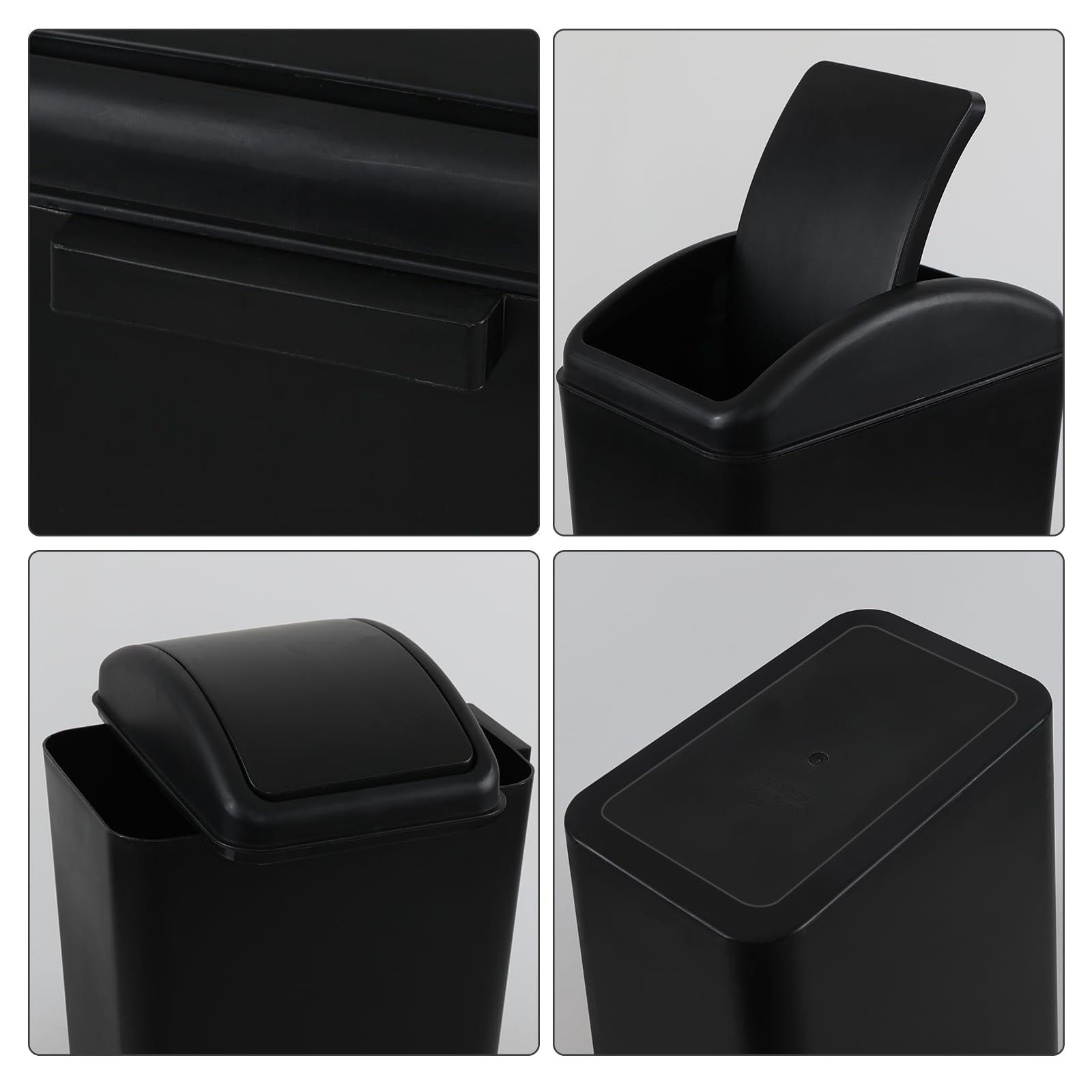 Afromy 15L Plastic Swing Top Trash Can, Slim Garbage Can, Black