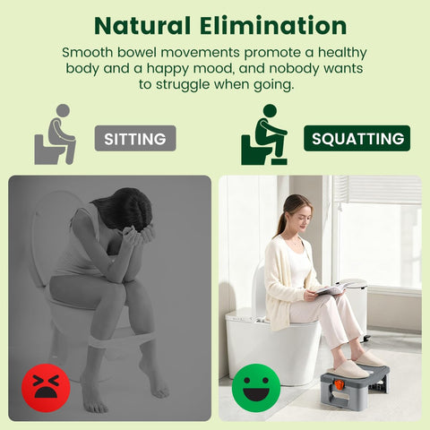 GedFong 17cm Folding Toilet Stool, Non-Slip Bathroom Footrest, Space-Saving Foldable Toilet Stool with Aroma Compartment, PP Material, Rock Grey