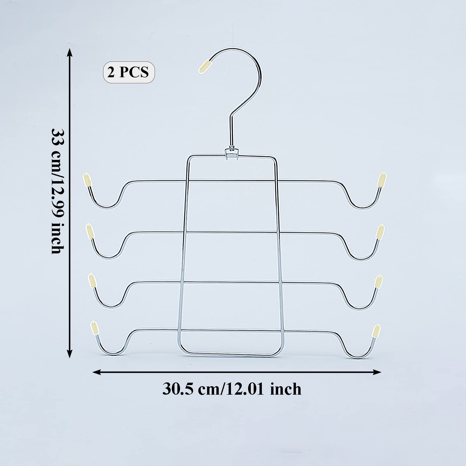 2 Pieces Metal Hangers, Multilayer Hanger, Space Saving Hanger, Foldable, for Tank Tops, Cami, Bra, Swimsuit (Apricot)