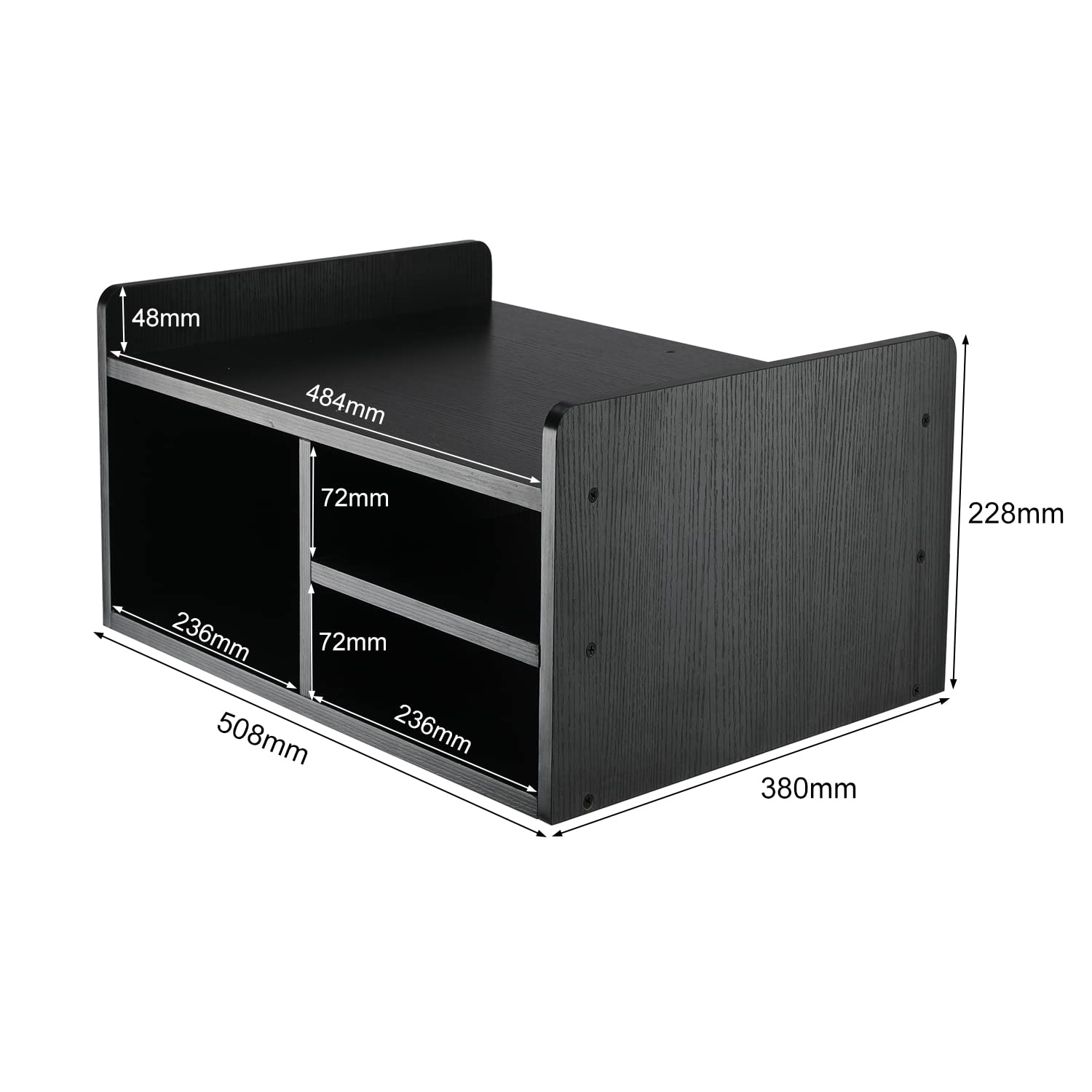 EasyPAG Desktop Wood 2 Tier Printer Stand with Storage Fax Shelf Office Desk Tidy Supplies Organiser A4 Paper Holder,Black