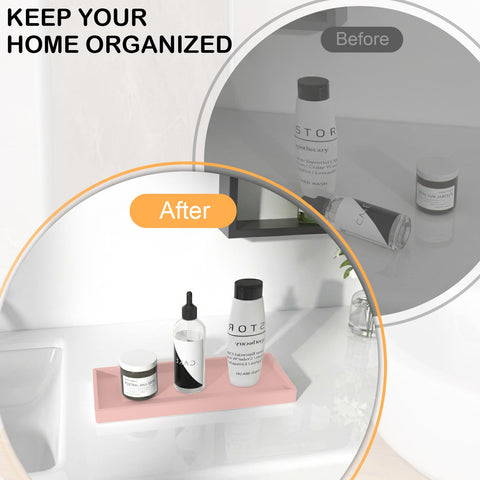 Silicone Bathroom Vanity Tray, Kitchen Counter Trays, 20x10cm Toilet Tank, Rectangular Silicone non-slip, Easy to Clean and Shatterproof, for Perfume