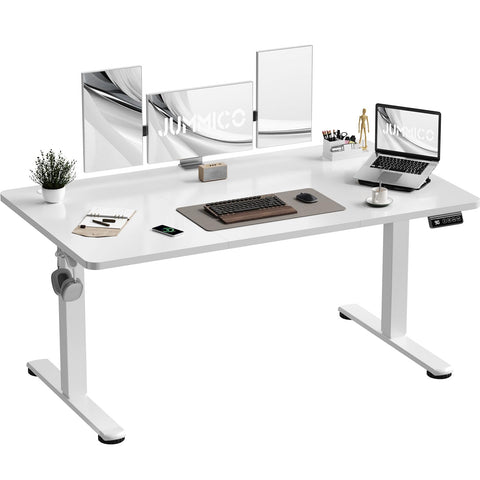 JUMMICO Electric Standing Desk 140 x 60 cm Home Office Height Adjustable Desk, Computer Lift Table with Smart Panel