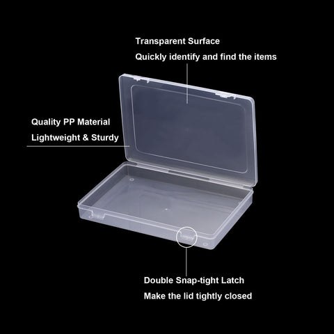 PATIKIL 9x6x1.2inch Clear Storage Box with Hinged Lid, 12Pack Plastic Stackable Rectangle Organizer Container for Beads Jewelry Small Items Art Craft