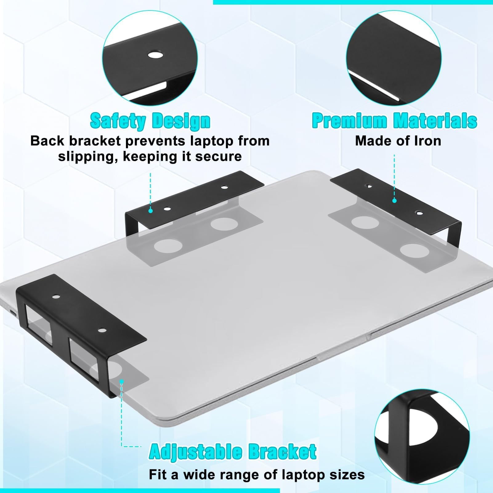 LEONTOOL Under Desk Laptop Mount and Shelf, Metal Under Desk Shelf Holder with Screws