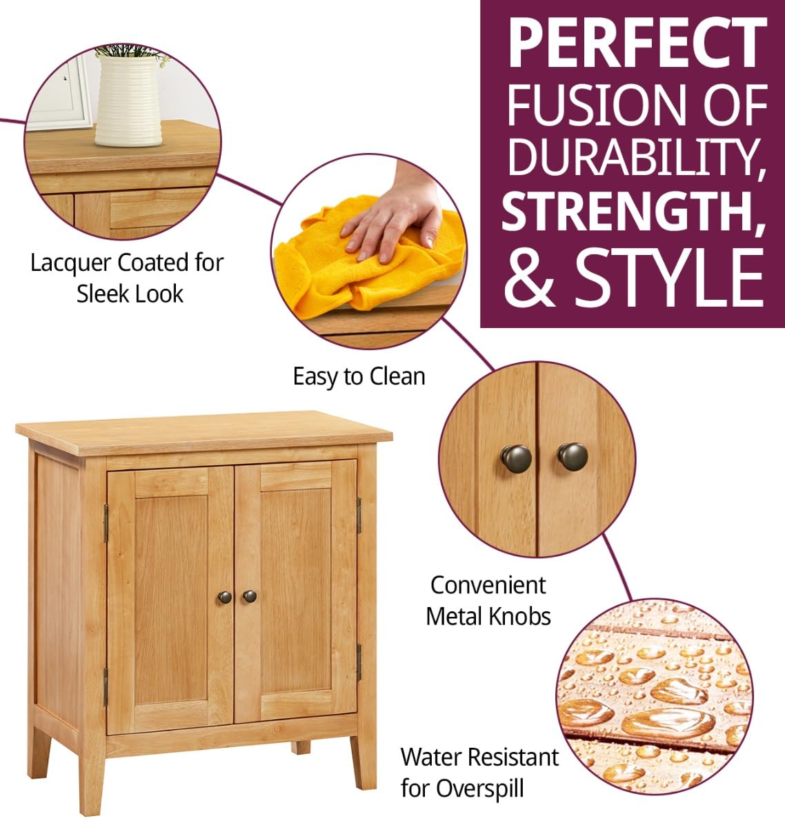 Hallowood Furniture Aston 2-Door Small Oak Cupboard with Internal Shelf