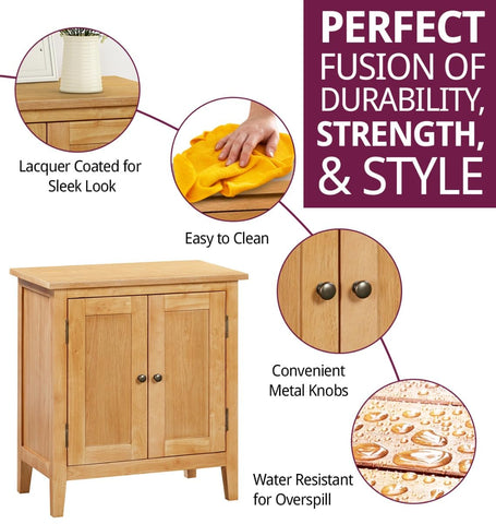 Hallowood Furniture Aston 2-Door Small Oak Cupboard with Internal Shelf