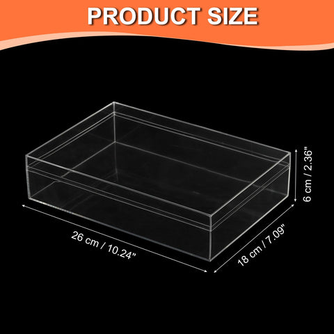 PATIKIL Acrylic Box with Lid 10.24" x 7.09" x 2.36", Clear Acrylic Display Boxes Plastic Square Cube Containers Storage Organizer for Candy Tiny