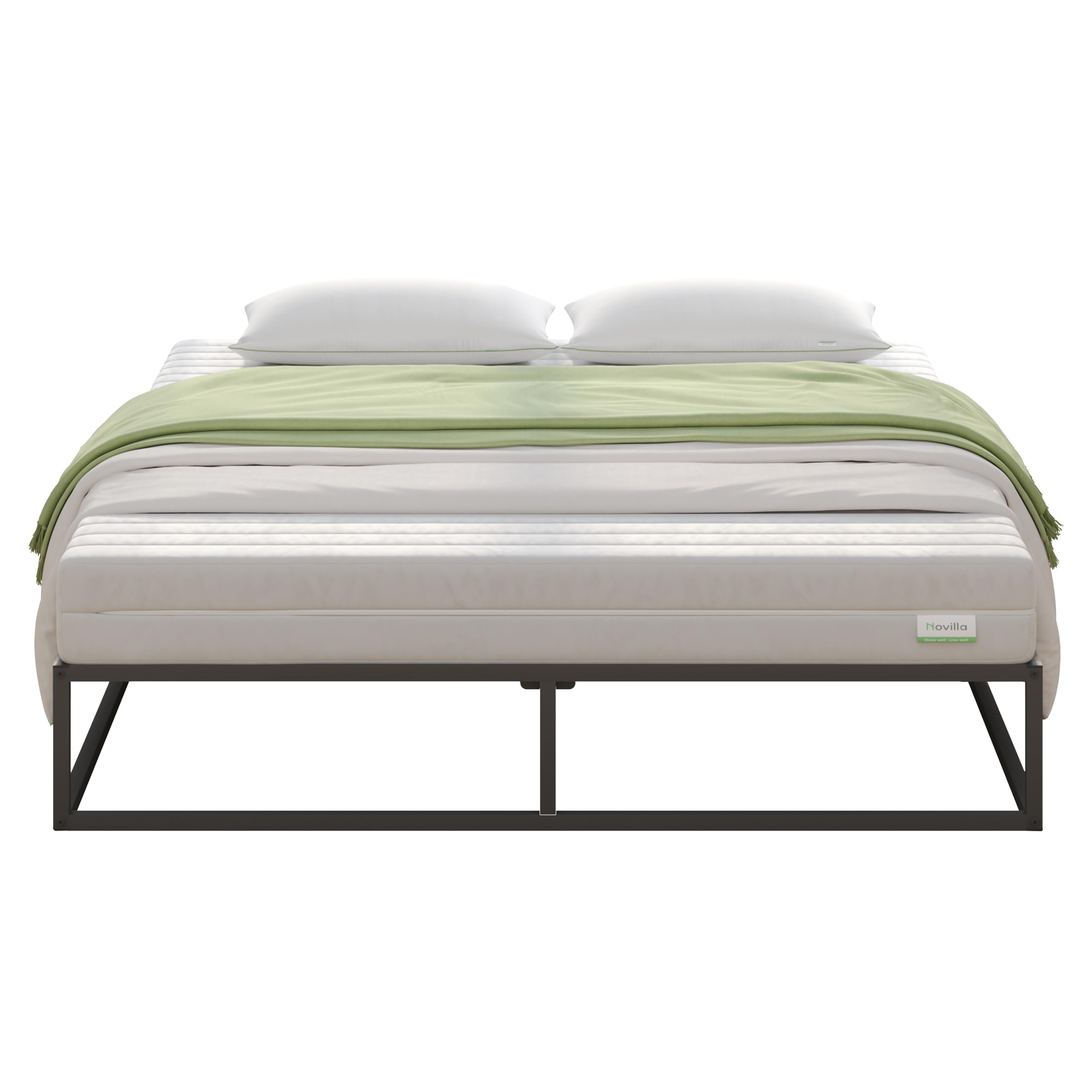 Novilla 25cm Metal Single Bed Frame, Platform Bed Frame, Engineered Wood Slat Support, Mattress Foundation, Easy Assembly, 90x190cm, Black