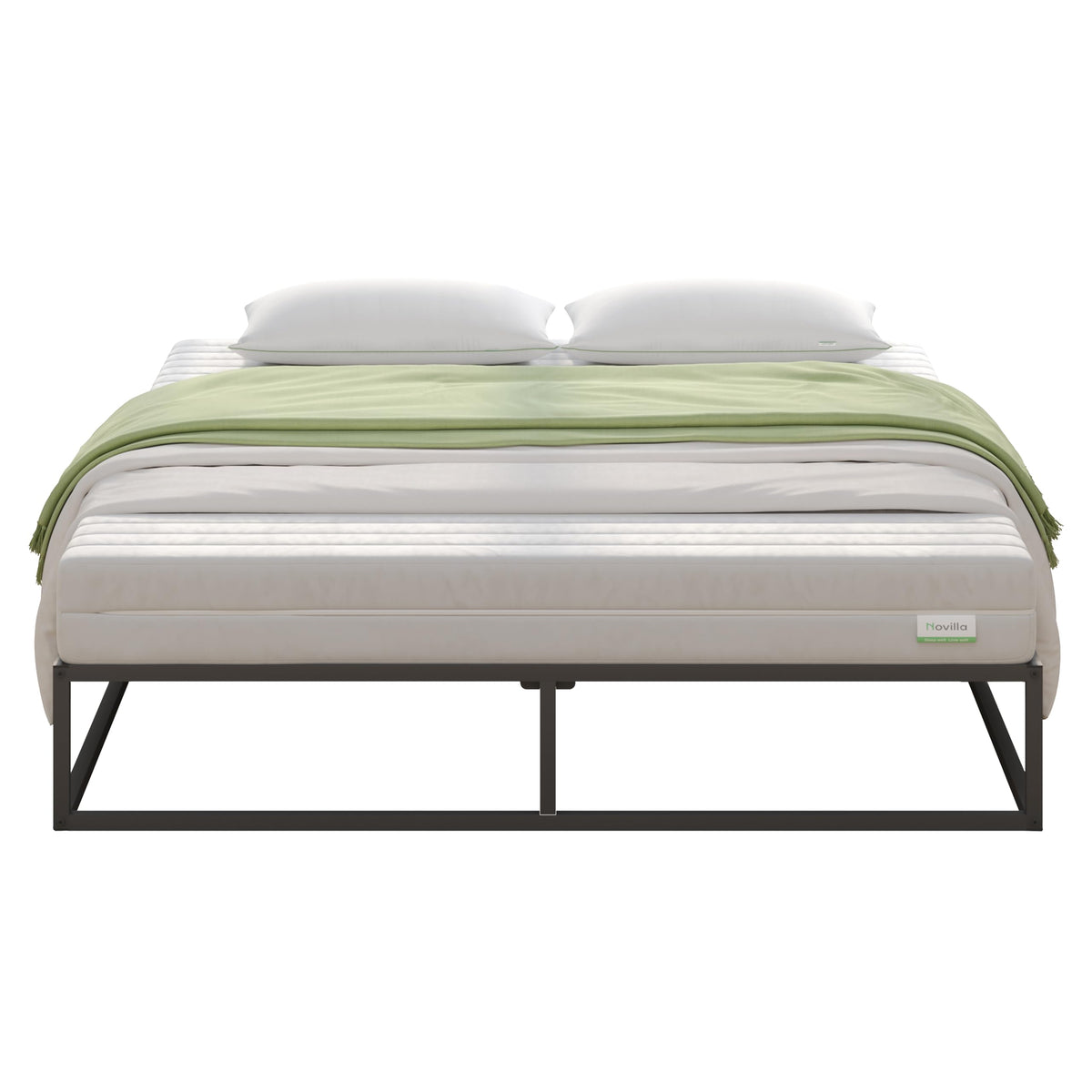 Novilla 25cm Metal Single Bed Frame, Platform Bed Frame, Engineered Wood Slat Support, Mattress Foundation, Easy Assembly, 90x190cm, Black