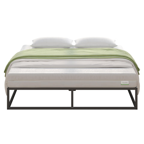 Novilla 25cm Metal Single Bed Frame, Platform Bed Frame, Engineered Wood Slat Support, Mattress Foundation, Easy Assembly, 90x190cm, Black