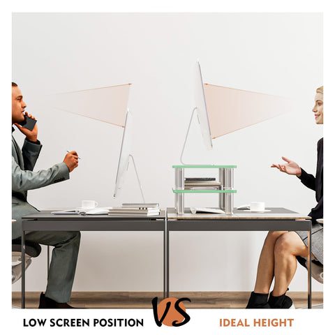 Hemudu 2 Pack Computer Monitor Stand Riser with Height Adjustable ‎56cm x 24cm Multi Media Desktop Stand for PC Computer Monitor