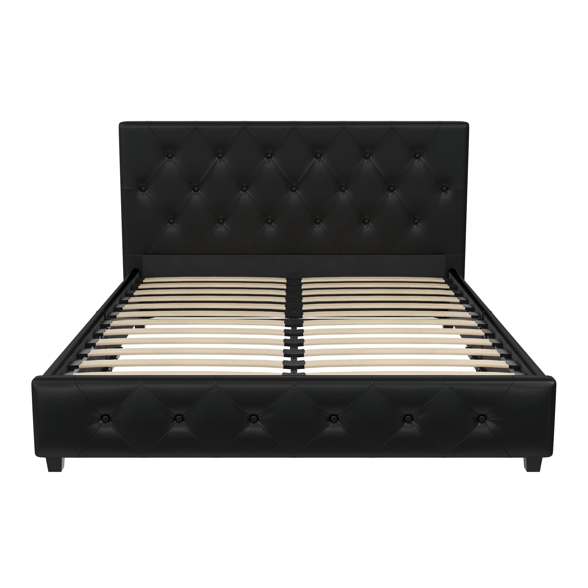DHP Dakota Upholstered Platform Bed, Black PU Double