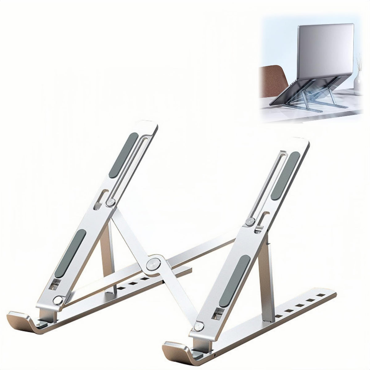 JUNEYE Laptop Stand Lap Desk, Ergonomic Foldable Computer Stand with Adjustable Height, Ventilated Aluminium Alloy Riser Compatible with MacBook Air