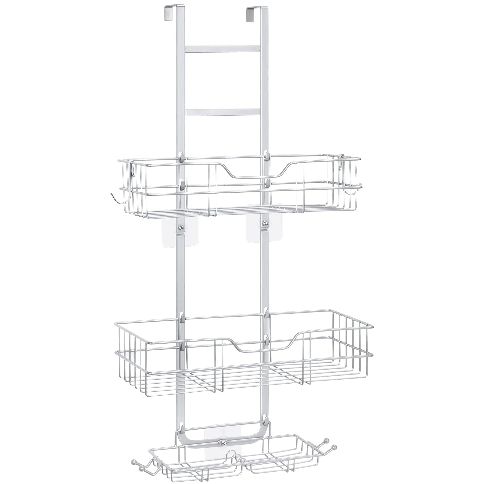 KANEODOT Shower Caddy Hanging, Over The Door Shower Storage, 2 Tier No Drilling Shower Shelf with Soap Holder for Bathroom Kitchen Silver Grey