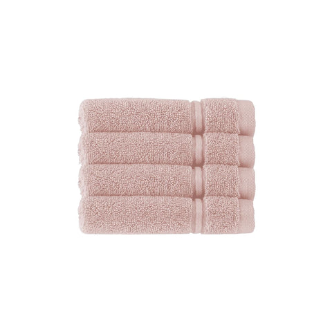 Christy Antalya Face Cloths | Set of 4 | 100% Turkish Cotton | 600GSM | Soft Plush Luxury Flannels | 4 Wash Cloths | Quick Dry | Pale Rose Pink