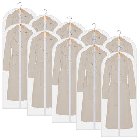 Ogetok 10 PCS Long Garment Covers Translucent Clothes Full Zipper Bags with Zip for Men Women