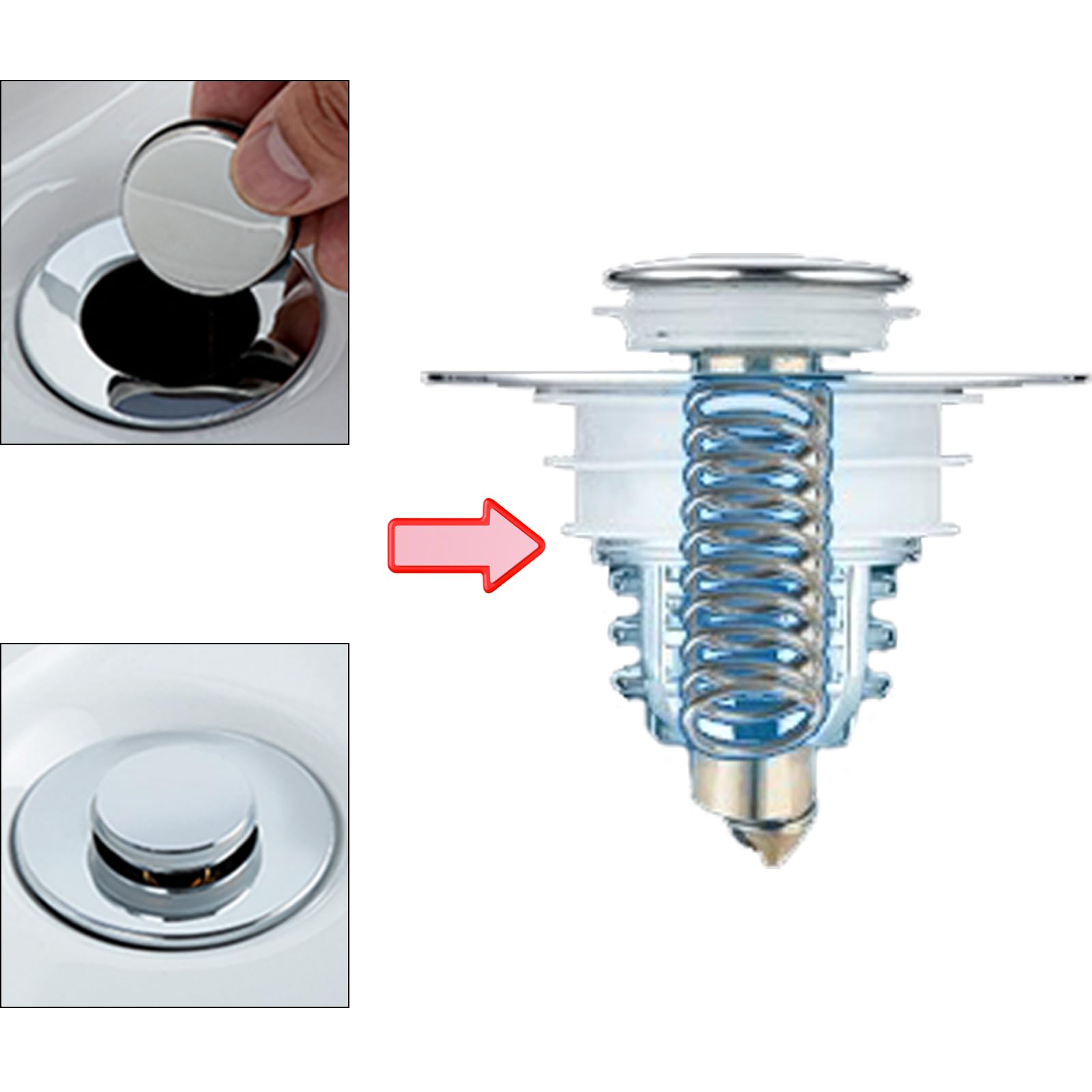 TOUKBEAU Sink Plug Replacement, Stainless Steel PushStyle Plug for Sink, Pop Up Sink Hole Plug Cover with Strainer for Kitchen and Bathroom, Bath