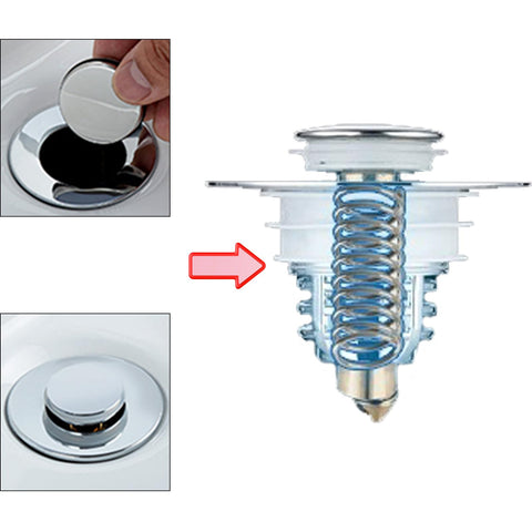 TOUKBEAU Sink Plug Replacement, Stainless Steel PushStyle Plug for Sink, Pop Up Sink Hole Plug Cover with Strainer for Kitchen and Bathroom, Bath