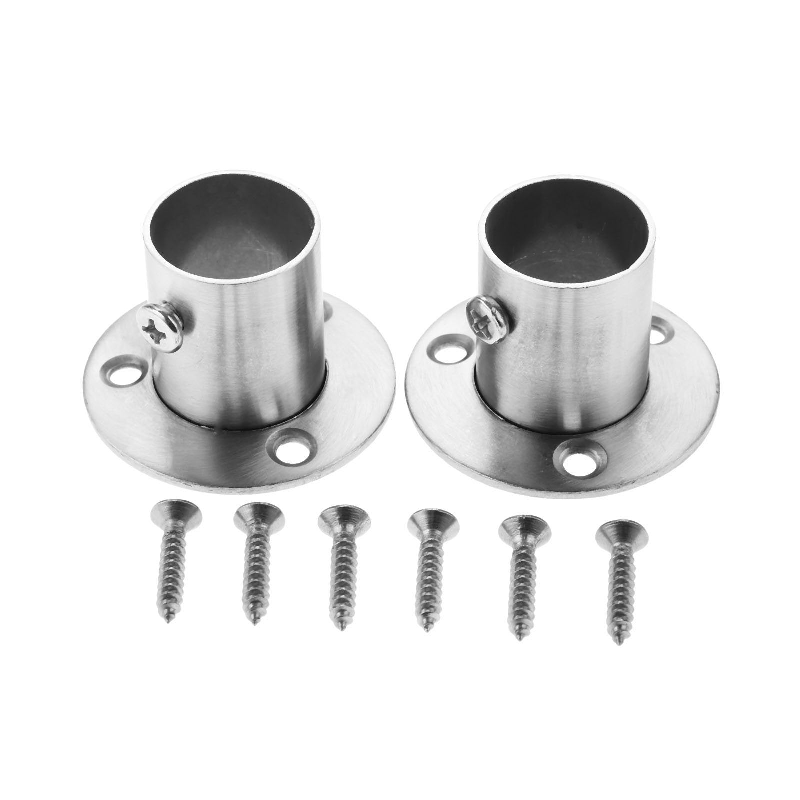 Hicello 2PCS Ø22mm Pole Deep Socket, Stainless Steel Wardrobe Rail Bracket