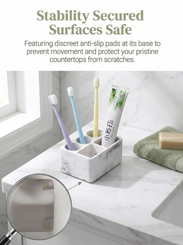Zipplunk Diatomite Toothbrush Holder, Toothpaste Holder (Marble White)