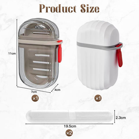 2 Pcs Travel Soap Case with 2 Travel Toothbrush Case, VEGCOO Portable Soap Box Waterproof & Leakproof Soap Container Soap Holder