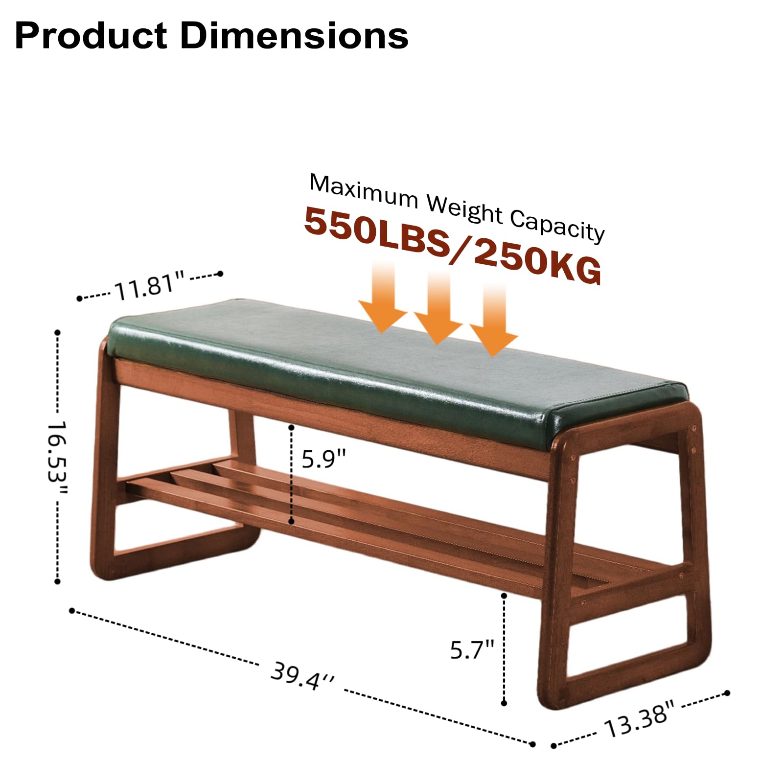 SOBIBO Solid Wood Shoe Bench, 2-Tier Wooden Storage Entryway Bench, Mid-Century Modern Shoe Bench Rack