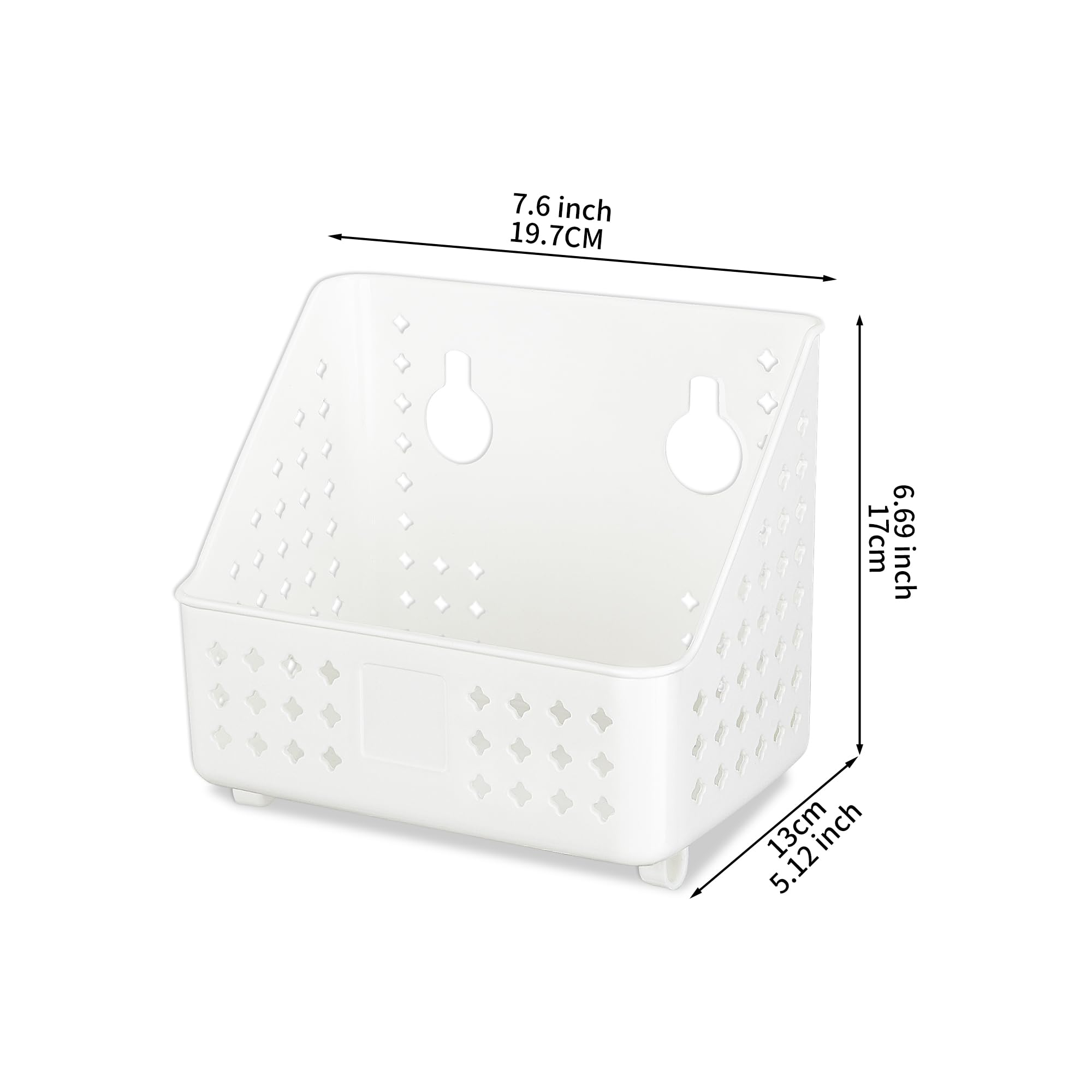 Cetomo Plastic Hanging Baskets with Hole, Wall Mounted Storage Boxes, Hangable Shelf Basket Organizer with Hooks, for Bathroom Shower Home Kitchen