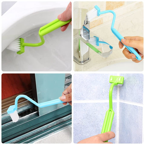 EQLEF Curved Plastic Toilet Brush Cleaning Toilet Corner Rim (3 Pcs)