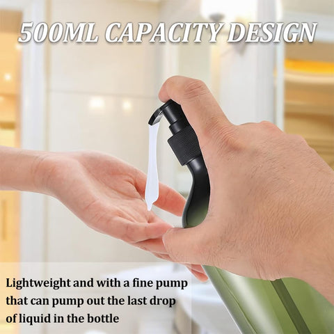 2 Pack Amber Soap Dispenser, 500ML/17oz Refillable Empty Press Pump Bottles, Plastic Liquid Soap Dispenser Storage Holder Container for Lotions